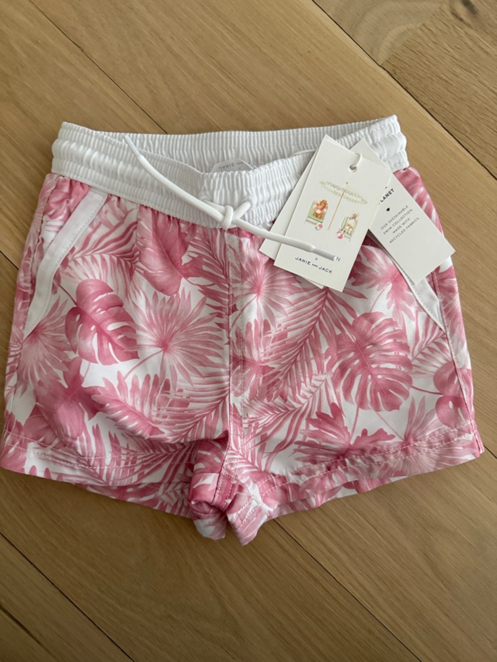 Janie and Jack x Gray Malin Pink Tropical Leaf Shorts
